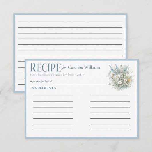 Rustieke madeliefjes & blauw bloemig Vrijgezellenf Informatiekaartje (Voorkant / Achterkant)