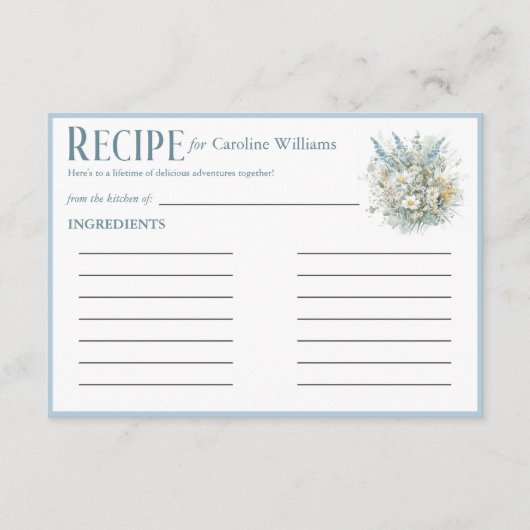 Rustieke madeliefjes & blauw bloemig Vrijgezellenf Informatiekaartje (Voorkant)