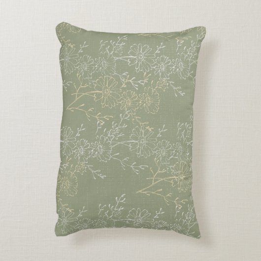 Rustieke madeliefjes op Sage Green, botanische lux Accent Kussen (Achterkant (Verticaal))