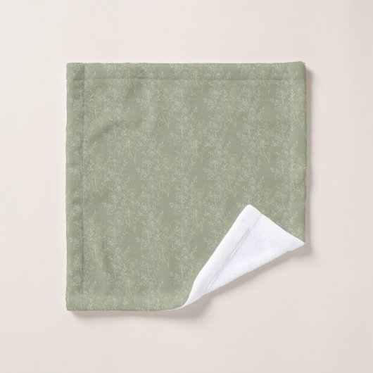 Rustieke madeliefjes op Sage Green, botanische lux Bad Handdoek (Wasdoekje)