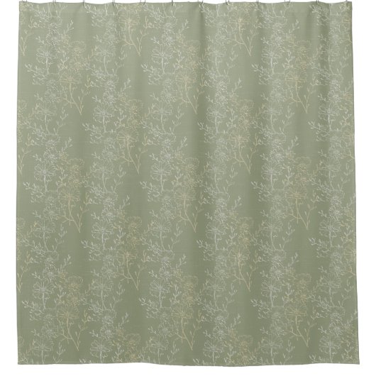 Rustieke madeliefjes op Sage Green, botanische lux Douchegordijn (Voorkant)