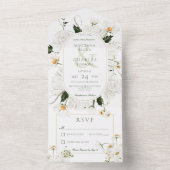 Rustieke madeliefjes & witte bloemen geen diner all in one uitnodiging (Binnen)