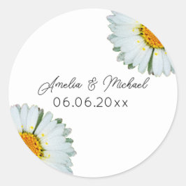 Rustieke Madeliefjes Zomer Bruiloft Save The Date Ronde Sticker