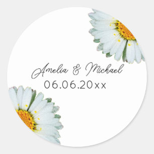 Rustieke Madeliefjes Zomer Bruiloft Save The Date Ronde Sticker
