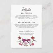 Rustieke Magenta Bogen en Bloemen Trouwdetails Informatiekaartje (Voorkant)