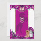 Rustieke Magenta Hot Roze Western Charro Quinceañe Kaart (Achterkant)