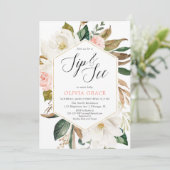 Rustieke magnolia bloemengroen meisje sip see kaart (Staand voorkant)