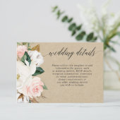 Rustieke magnolia bloemenwitte blos bruiloft detai informatiekaartje (Staand voorkant)