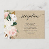 Rustieke magnolia bloemenwitte blos receptie informatiekaartje (Voorkant)