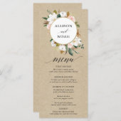 Rustieke magnolia bloemenwitte blush menu (Voorkant / Achterkant)
