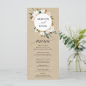 Rustieke magnolia bloemenwitte blush menu (Staand voorkant)