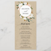Rustieke magnolia bloemenwitte blush menu (Voorkant)