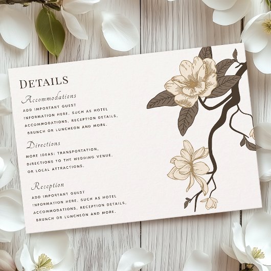  rustieke Magnolia bruiloft details RSVP Kaartje