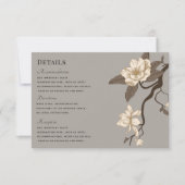 rustieke Magnolia Grey Wedding Details RSVP Kaartje (Voorkant)