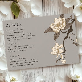 rustieke Magnolia Grey Wedding Details RSVP Kaartje