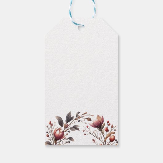 Rustieke Magnolia Koper Bow Krans Cadeaulabel (Achterkant)