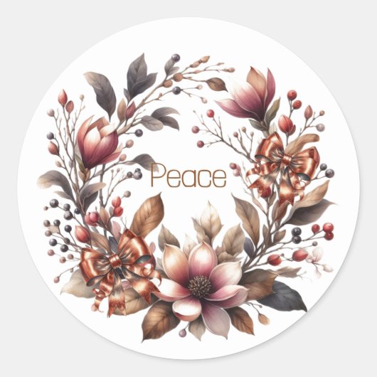 Rustieke Magnolia Koperen Boog Krans  Ronde Sticker (Voorkant)