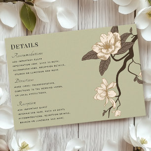 rustieke Magnolia Sage Green Wedding Details RSVP Kaartje