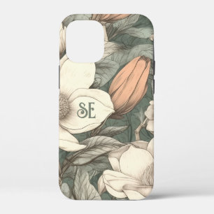 Rustieke Magnolia's Geschilderde Initialen Bloem B Case-Mate iPhone Case
