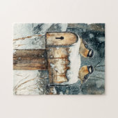 Rustieke mailbox met Chickadee vogels Legpuzzel (Horizontaal)