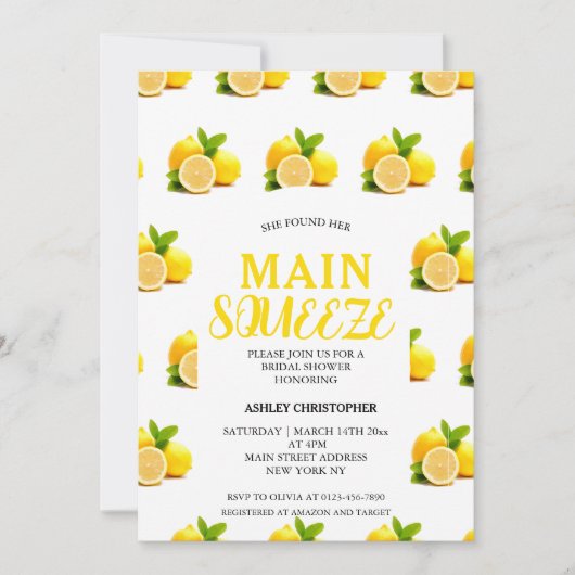 Rustieke Main Squeeze Lemon Vrijgezellenfeest Kaart (Voorkant)