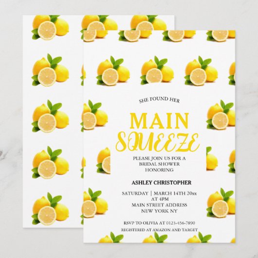 Rustieke Main Squeeze Lemon Vrijgezellenfeest Kaart (Voorkant / Achterkant)
