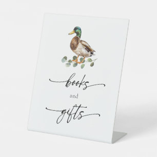 Rustieke Mallard Duck Baby shower Boeken & Geschen Reclamebord Met Voetstuk