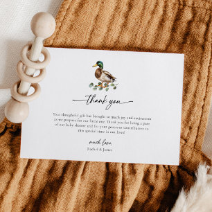 Rustieke Mallard Duck Little Duckling Baby shower Bedankkaart