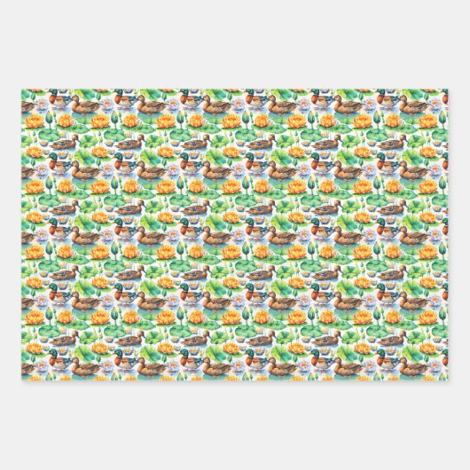 Rustieke Mallard Ducks Blauwe Gevleugelde Blauwgro Inpakpapier Vel (Voorkant 3)