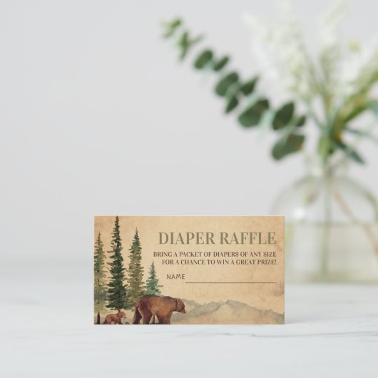 Rustieke Mama & Baby Beer Luier Raffle Informatiekaartje (Staand voorkant)