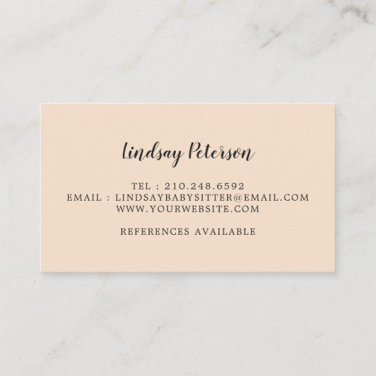 Rustieke Mama Beer Babysitter Visitekaartjes (Achterkant)