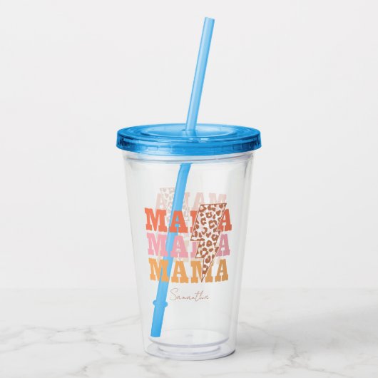 Rustieke "mama" herhaling acryl drinkbeker (Achterkant)