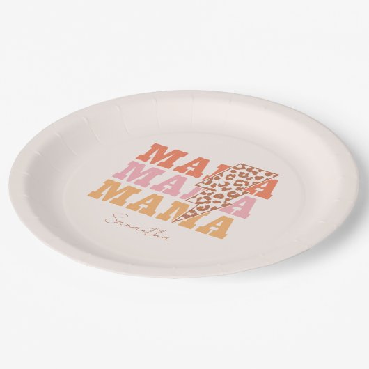 Rustieke "mama" herhaling papieren bordje (Gekanteld)