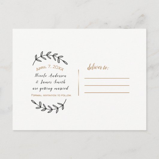 Rustieke Man & Vrouw Doe Deer Birch Save the Date Aankondigingskaart (Achterkant)