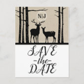 Rustieke Man & Vrouw Doe Deer Birch Save the Date Aankondigingskaart (Voorkant)