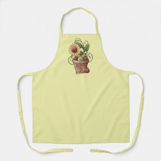 Rustieke mand van rode & groene appels & zonnebloe schort (Voorkant)