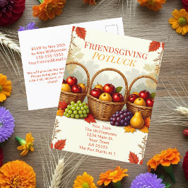 Rustieke manden van appels Vriendschap Potluck Feestdagenkaart