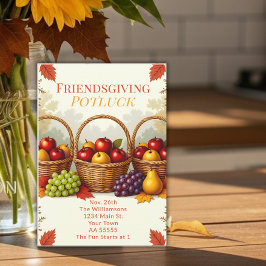 Rustieke manden van appels Vriendschap Potluck Feestdagenkaart