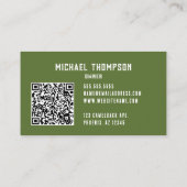 Rustieke mannelijke geometrische groene fotografie visitekaartje (Achterkant)