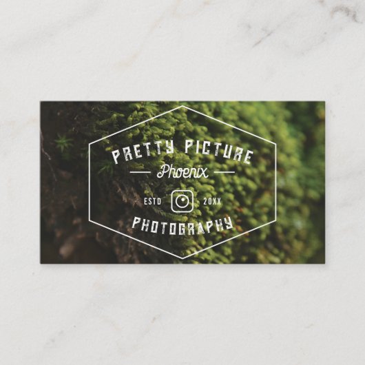 Rustieke mannelijke geometrische groene fotografie visitekaartje (Voorkant)