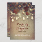 Rustieke Maple Leaves en Mason Jars Fall Wedding Kaart (Voorkant / Achterkant)