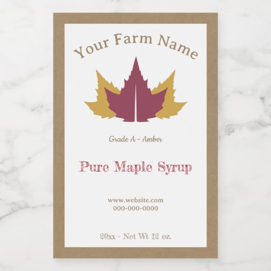 Rustieke Maple Syrup Kraft Label Sticker (Enkel label)