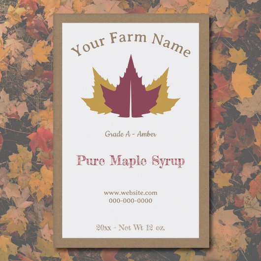 Rustieke Maple Syrup Kraft Label Sticker