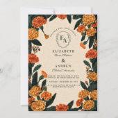 Rustieke Marigold Bloemen Herfst Huwelijk Kaart (Voorkant)