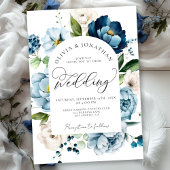 Rustieke Marine Blauw Alles in 1 Budget QR Code Hu Kaart