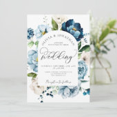 Rustieke Marine Blauw Alles in 1 Budget QR Code Hu Kaart (Staand voorkant)