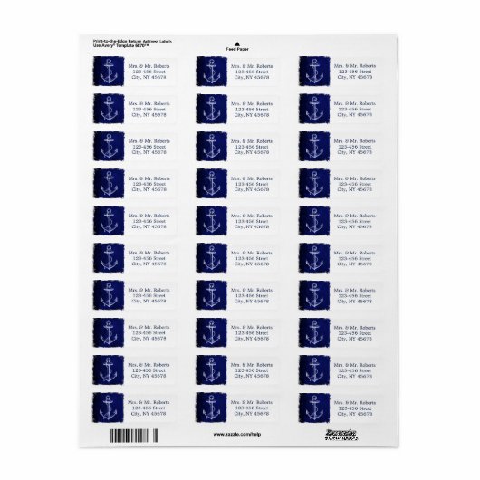 rustieke marine blauw anker nautische bruiloft etiket (Full Sheet)