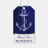 rustieke marine blauw anker nautische bruiloft gun cadeaulabel (Voorkant)