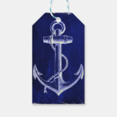 rustieke marine blauw anker nautische bruiloft gun cadeaulabel (Achterkant)