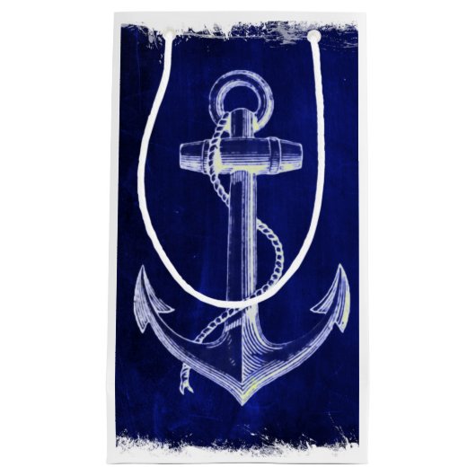 rustieke marine blauw anker nautische bruiloft gun klein cadeauzakje (Voorkant)